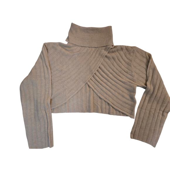 Large PRETTYLITTLETHING Beige Crossover Turtleneck - Picture 1 of 3